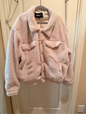 Fashion Nova Girls Plush Teddy Jacket - Light Pink